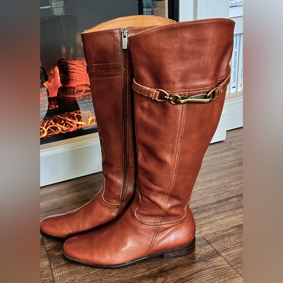 COACH Georgie Tall Riding Boots SZ 7.5B. Leather Brown Beauties - Picture 1 of 15